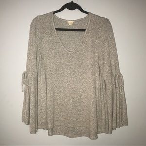 Grey Sweater with Bell Sleeves